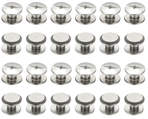 PATIKIL 24 Sets Chicago Screws, 4x4mm(DxH) Chicago Screws Phillips Binding Post Screw Bolts Leather Rivets 304 Stainless Steel Fasteners for Leather Belt Scrapbook Photo Albums, Silver