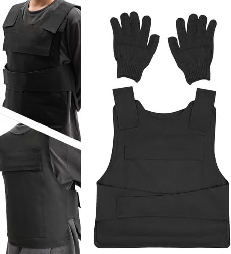 LIAIZE Chaleco de protección corporal, forro interior duro de chapa de acero de alto manganeso, correas ajustables para hombros y cintura, chaleco antipinchazos, chaleco antipinchazos