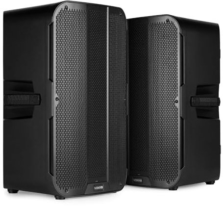 Vonyx VD715A PA Lautsprecher Aktiv 1800 Watt - 2er Set - Bluetooth Lautsprecher Groß mit DSP – DJ Boxen für Party & Bühne – PA Anlage Komplettset – Aktivboxen mit Bi-Amping – Musikbox Groß mit TWS