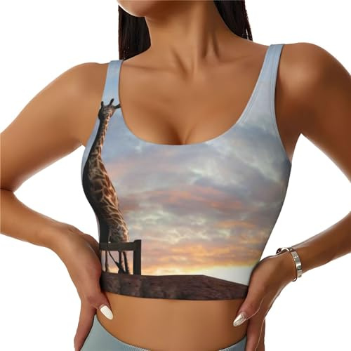 Top Corto sin Mangas con Estampado de Cabra bebé para Correr y Yoga, con Espalda Cruzada para Mujer