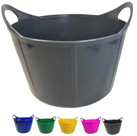 netproshop Vielseitige Flexischale 17 Liter mit Griffen - Robust und Flexibel für Stall, Haushalt usw., Farbe:Anthrazit