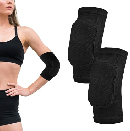 XLIUAX 1 Pair Compression Elbow Pads, Volleyball Elbow Pads, Arm Brace Ventilate Sport Elbows Protector Strap with Thicken Sponge Padded Soft Support Cushion for Basketball Kid Women Men