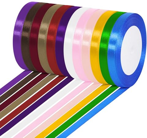 Cinta para regalo 12 colores, 10mm x 22m cinta de satén, cintas de satén, cinta de embalaje cinta de tela, cinta decorativa para regalos, para embalaje de regalos decoración de bodas