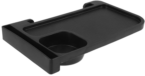 UPKOCH Soporte Lateral para Sillas Plegables con Portavasos y Bandeja Organizadora Accesorio Resistente de Plástico Abs para Camping Playa y Oficina Fácil Instalación Color Negro