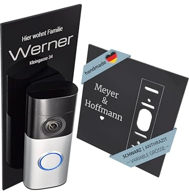 LazerlichtCraft Klingelschild für Ring Videotürklingel Kabel, Plus Kabel & Pro Kabel (Wired Video Doorbell)(neueste Generation) personalisiert – Acrylglas Blende mit Wunschgravur – Türklingel Zubehör