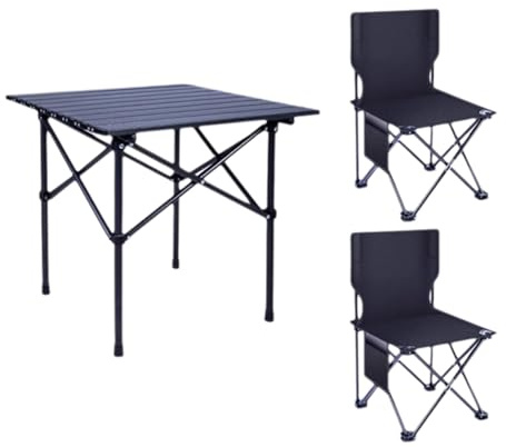 Tragbarer, faltbarer Campingtisch und Stuhl-Set aus Titanstahl – Mehrzweck-Picknicktisch für Camping, Grillen, Heckklappe und Reisen