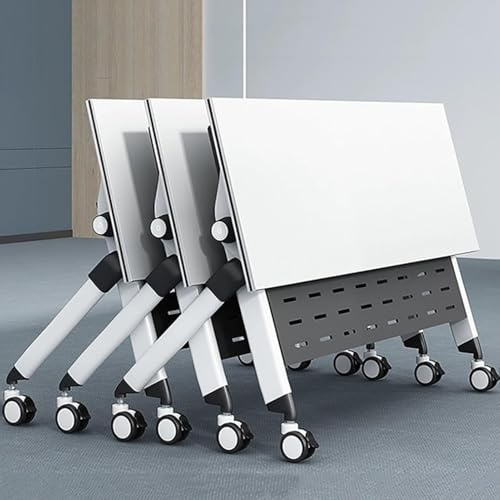 Mobiles faltbares Konferenztisch-Set – tragbare Trainings- und Besprechungstische mit feststellbaren Rollen für kleine Räume – 3 Bürotische (160 x 50 x 75 cm)
