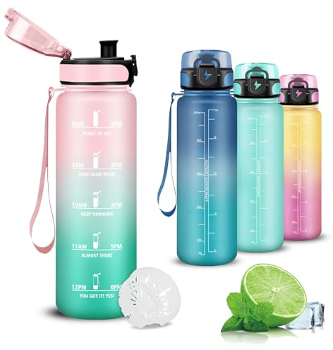 Mujigaga Botella Agua, 500ml Botella Agua Niños, a Prueba de Fugas, Botellas Reutilizable, Cantimplora Infantil con Filtro, Fácil de Limpiar, Cantimplora para la Escuela, Oficina, Viajar, Natación