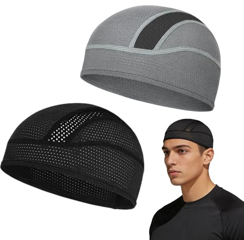 Riisoyu 2 Pezzi Berretto Calotta per Casco, Sottocasco Bici Estivo Termico Leggero e Traspirante Papalina Casco Cuffia da Ciclismo per Uomini e Donne per Running, Arrampicata, Sci, Ciclismo
