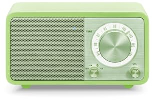 Radio de escritorio portátil Sangean WR-7 (sintonizador FM RDS, Bluetooth, entrada auxiliar, altavoz incorporado, batería recargable (recargable)), verde