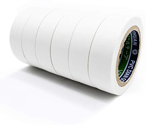 YTBUBOR 6 Pack White Electrical Insulation Tape Adhesive Gaffer Tape 17mm × 9m