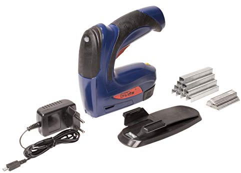 Güde 58497 Akku Tacker AKT 4.10-4 (Integrierte Akku-Ladezustandsanzeige, 1000 x Klammern 8mm, 1000 Stifte 10mm)