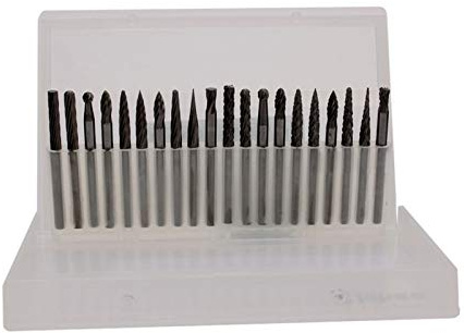 Akozon Hartmetall-Fräsersatz 20 Stück 1/8 (3 mm) Schaft Wolfram Hartmetall-Rotation Feilen Grate Konische Schaftfräser für Grinder Drill DIY Holzbearbeitung Carving Metall Polieren Gravur Bohren