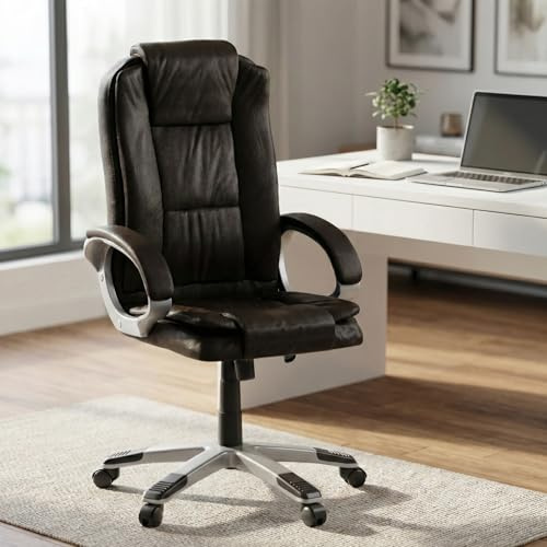 Vida Designs Charlton Chef Büro Computer Sessel Gaming Einstellbar Drehbar PU Kunstleder Braun