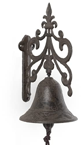 Moritz Türglocke Glocke verziert mit Ornamenten Wandglocke Gartendeko Gusseisen Rustikal Antik Design Stil Retro Klingel