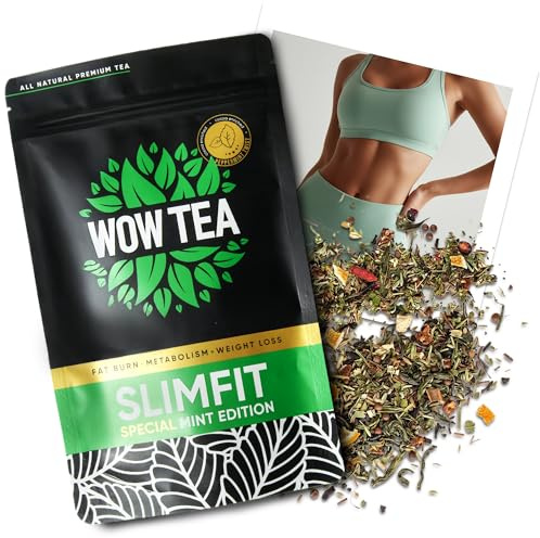 WOW TEA Slimfit Kräutertee 21 Tage Mint – Aromatische Kräutermischung mit Grüntee, Mate & Himbeerblättern – Tee-Routine für bewusste Momente
