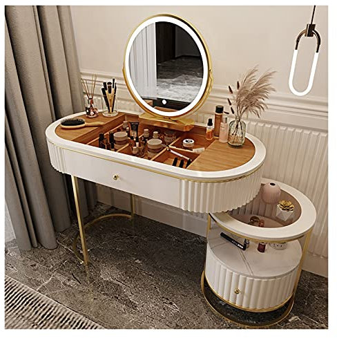 Schminktisch Leichte Luxus-Ankleide-Tisch-Schlafzimmer Apartment Modernes Lagerschrank Haushaltsmöbel Makeup-Tisch-Set nicht einschließlich Hocker, Weiß Schminktisch ( Color : White , Size : L 100cm )