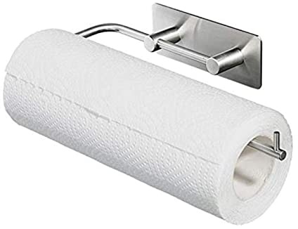 Porte-Rouleau de Cuisine Support de rouleau de tissu de cuisine en acier inoxydable transparent sans perfectionnement support mural de salle de bain auto-adhésive murale suspendue Porte-essuie-Tout
