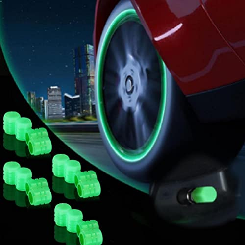 CaCaCook Ventilkappen Auto, Universelle Fluoreszierende Autoreifen-Ventilkappen Reifen Ventilkappen Ventilschaftabdeckung Leuchtende Stem Autos, Lastwagen, Motorräder, Fahrräder, 16