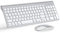 Pack Teclado y Mouse Inalámbricos Ultra Delgado, TopMate 2.4G Compacto Silencioso Teclado de Tamaño Completo de Raton 2400DPI, Teclado con Cubierta, 2 Pilas AA y AAA, para PC/Windows-Blanco Plateado
