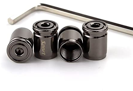4 Pezzi Tappi Valvole Pneumatici Auto Antifurto,Ttappi Valvole Gomme Compatibili con Auto, SUV, Moto (Nero)