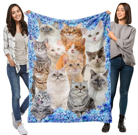 Katzendecke, Katzenliebhaber, Geschenke für Frauen, Katzendecke für Frauen, Kätzchendecke, Geschenke für Katzenliebhaber, Flanelldecke, Überwurf für Schlafzimmer, Sofa, Couch, Katzengeschenke für