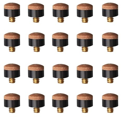 20 Stück Queue-Spitzen aus Hartleder, Schraubspitzen, 10 mm, Ersatz-Queue-Spitzen für Pool-Queues und Snooker, Schraubspitzen, 10 mm, harte Spitzen für Pool-Queues und Snooker (braun)