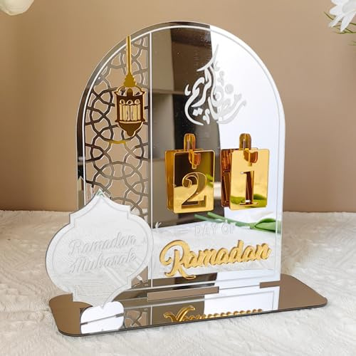 Ramadan Calendario Eid Mubarak Decorazione fai da te Islam Decorazione in acrilico Ramadan, calendario dell'Avvento, conto alla rovescia, decorazione per la preghiera, per il soggiorno