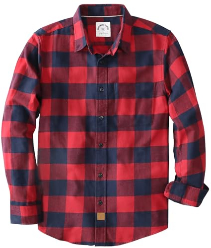 Dubinik® 6 oz Chemise Flanelle Homme 100% Coton Manches Longues Hiver Carreaux avec Poche Confortable Et Léger