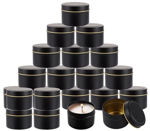 MUXHEL 24er-Set Kerzendosen, 65 x 45mm Kerzenbehälter Runde, 120ml Kerzengläser Runde, Metalldosen mit Deckel, Kerzenbehälter mit Schraubdeckel, Kerzengläser Schraubdeckel, Kerzengläser zum Kerzen