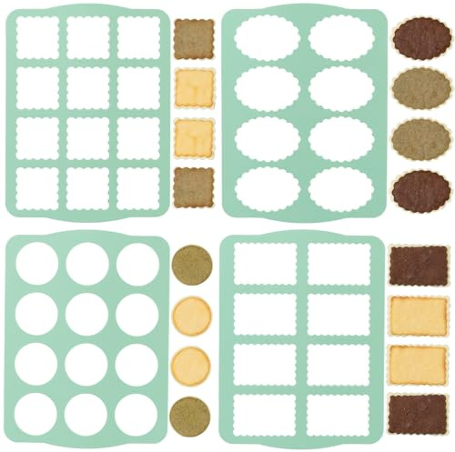 4Pcs Silicone Cookie Molds, 4 Shape Chablon Biscuit Stencil Holder