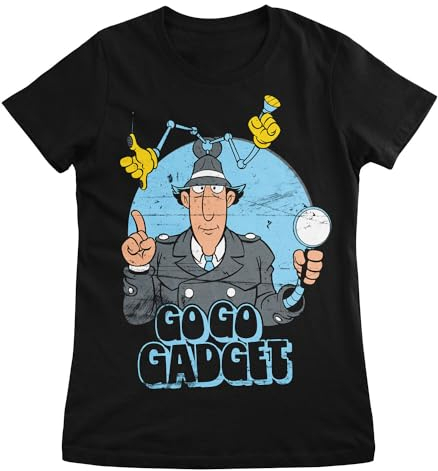 Inspector Gadget Licenciado Oficialmente Go Go Gadget Camiseta de Mujeres (Negro), XX-Large
