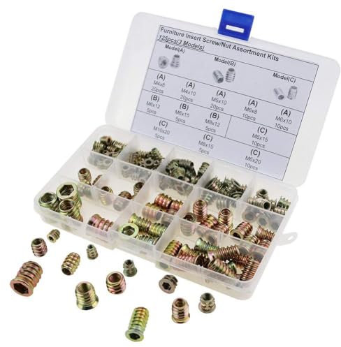 Assorted Muttern und Schrauben Set, M4 M5 M6 M8 M10 Cross Pan Head Maschinenschrauben für DIY Fahrrad Motorrad Reparatur, Gewindeeinsätze für Holz, Packung mit 125