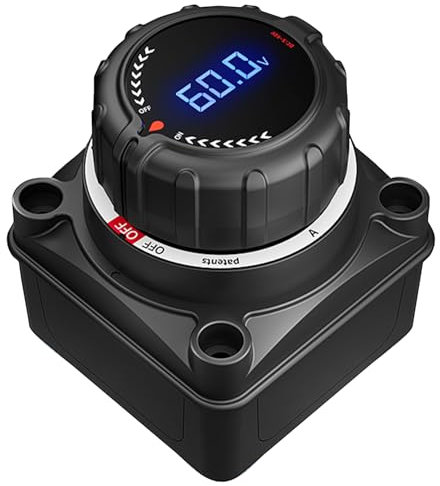 Interruttore Stacca Batteria con voltmetro,DC 5-60V Batteria Tagliato Interruttore ON/OFF per Camper, Yacht, Barca, Camion, Autobus (nero)