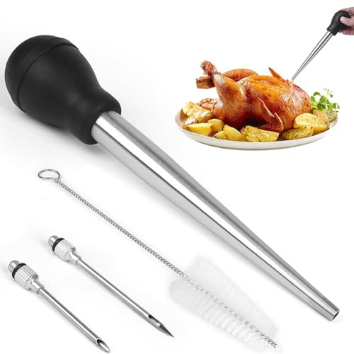 Bratensaftspritze Mit 2 Abnehmbare Nadeln und Reinigungsbürste, Truthahn-Bratenspritze Zum Kochen, Turkey Baster Soße Spritze Für Thanksgiving Kochen Braten Truthahn Rind Schweinefleisch BBQ