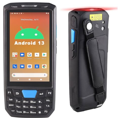 RUGLINE Escáner de código de barras Android 2024, Android 13 PDA, escáner de código de barras de 4 GB + 64 GB con teclado, escáner de código QR N6703 1D 2D, escáner de inventario IP66 con software