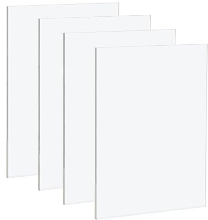 4 lastre acriliche trasparenti A4 – 210 x 297 x 3 mm, in plastica trasparente, spessore 3 mm, piastra in plastica trasparente per decorazione, display, cornici, pittura