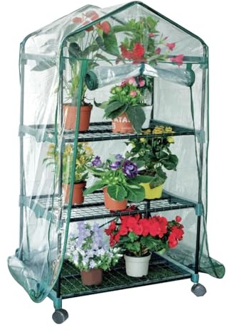 Invernadero de interior portátil para exteriores – Invernadero de jardín con ruedas bloqueables, 3/4 pisos, cubierta con cremallera, estantes para plantas de acero, tienda de crecimiento, cultivo