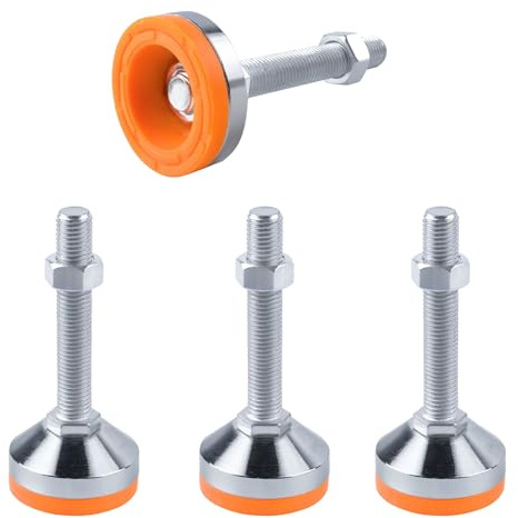 SPDYCESS 4 St Möbel Justerbara Fötter, M16×100mm×Ø60mm Tråd Heavy Duty Kolstål Utjämningsfotter Justerare Utjämnare Buffring Golvskydd Minska Oljud för Maskin Tabell Möbel