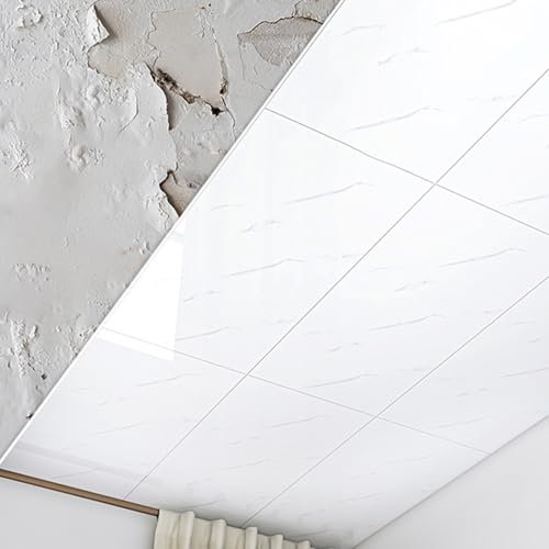 RENLXFI Deckenpaneele Deckenplatten Dekorative Deckentapete, Robuste Deckenfliesen, Wandverkleidung Für Gewerbliche Küchen – Decken Schlechte Wände Ab, Weiße Dekorative Paneele(30 Pack)