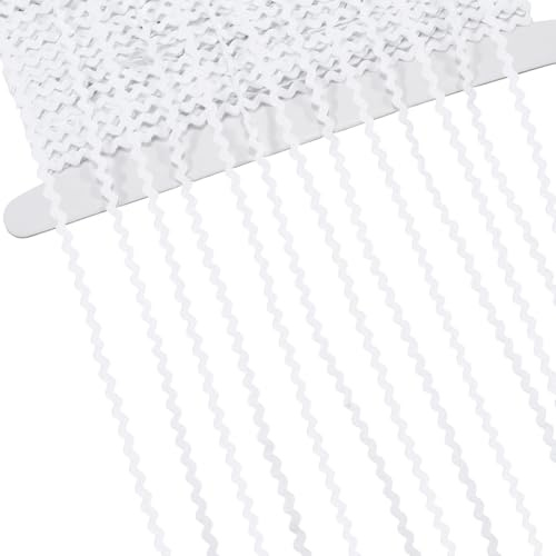 GORGECRAFT 40 m Zickzack Rand Weiß 3mm Rickrack Spitzen Wellenband Zickzack Wellenbiegung Fransen Spitzenbesatz S Förmiger Gewebter Geflochtener Stoff Zum Nähen DIY Basteln Hochzeitskleid