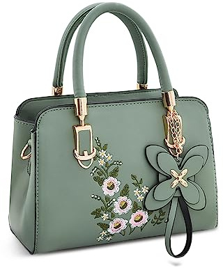 NICOLE & DORIS Sac a Main Fleur Femme Sac Bandoulière Petit Sac à Main Porté Epaule PU Cuir Sac D'épaule Impermeable avec Pendentif