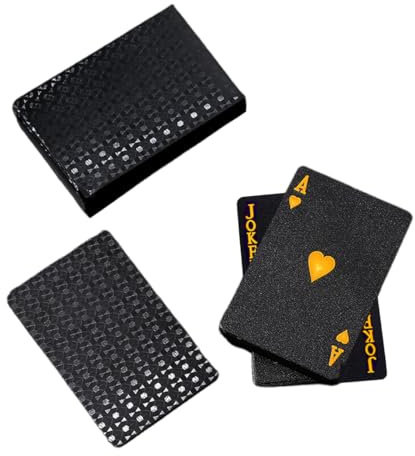Carte da Gioco in Impermeabili, Nero, Carte da gioco Professionali, Carte Poker Diamante per Blackjack Texas Canasta Bridge Giochi di Carte per Adulti