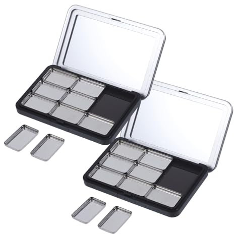 DRESSOOS 2 Set Palette Vuote Per Ombretti Scatola Portatile in Custodia Di Trucco Multigrigia Adatta Per Fard e Ombretti Pratica e Resistente Per Viaggi e Raccolte Di Trucco