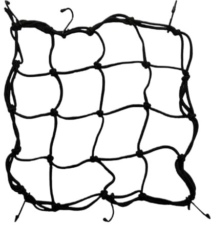 Ragno Moto Elastico, Rete portabagagli per moto, Rete Ragno Moto con Ganci, Per Bagagli Portapacchi Griglia Protettiva Sicurezza Fissaggio Carico Casco Portaoggetti, Nero, 40x40cm