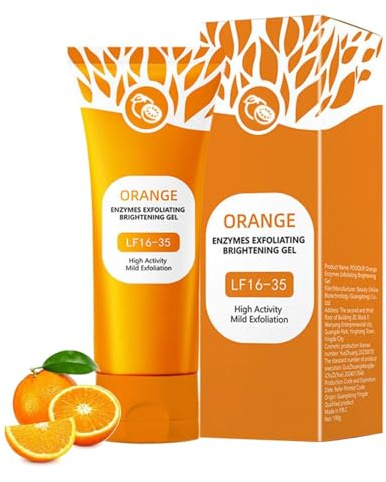 Orange Peeling Gel, Orange Enzymes Exfoliating Gel, Brightening Exfoliating Peeling Gels, Porenreiniger Gesicht, Tiefenreinigendes und Feuchtigkeitsspendendes Gesichtspeeling für alle Haut