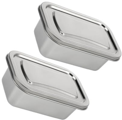WEKADRIN 2piezas Caja De Helado De Acero Inoxidable Contenedores Reutilizables Para Guardar Helado Casero Con Tapa Para Almacenamiento De Alimentos El Congelador Para Uso Cocina
