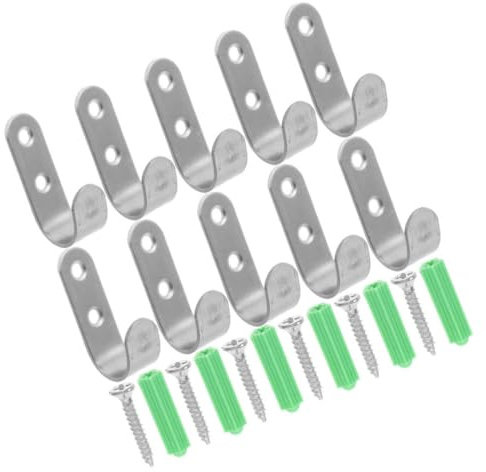 WEKADRIN 10 Sets Heavy Duty Metal Hooks for Trailer Tarps with Screws and Expansion Plugs Wall Mounted Utility Hooks for Garage Storage Camping Garden Hose Hanging