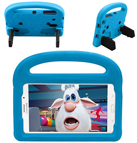 Resa med surfplatta Tablet Väska till Galaxy Tab A T385 / T380 (2017) Silikonväska For barn, For ShocktoP-lätta droppskyddade stativ tablettväska, med handtag och kickstand(Blu)