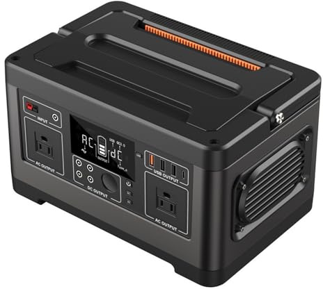 EstacióN De EnergíA PortáTil De 500W,Generador Solar Emergencia Para Camping Con Led Camping,Autocaravanas,Drones E IluminacióN Exterior,Incluye Una Toma Corriente Dos Puertos Usb(Black)